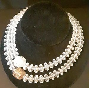 NECKLACE LARGE CLEAR BEADS 2 LAYERS WITH 2 LARGE A